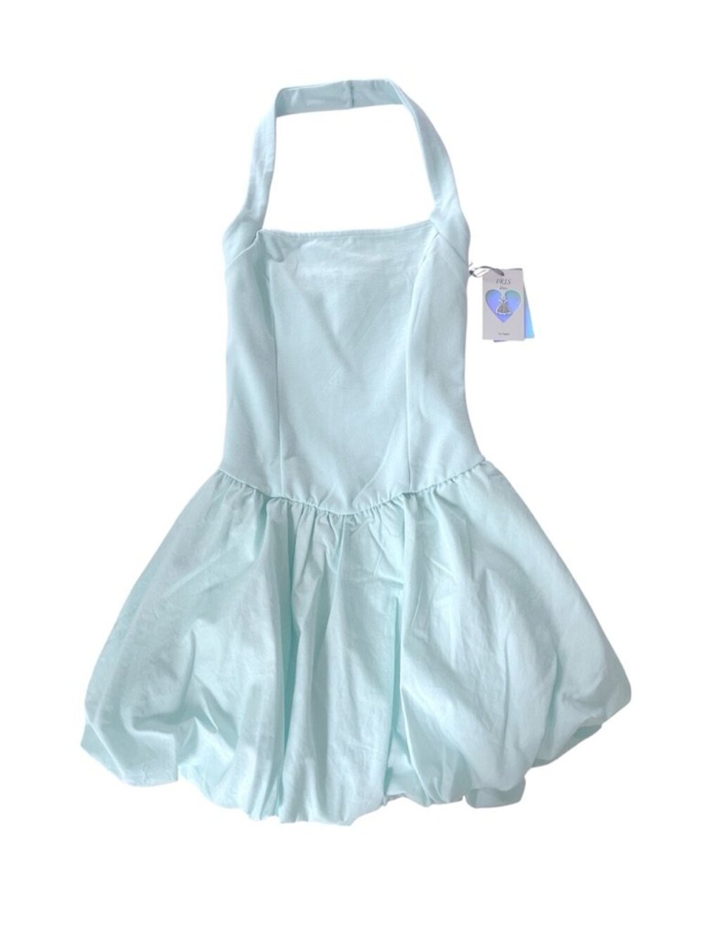 New Iris Pale Blue Micro Mini Halter Bubble Dress in size Small - Picture 2 of 4
